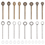 16Pcs 8 Styles Alloy Ruler Bookmark Cabochon Settings, 20Pcs Clear Glass Cabochons, Mixed Color, 19~137x19~31x2.5~9mm, Tray: 19.5~25x19.5~20mm(FIND-NB0004-42)