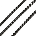 304 Stainless Steel Box Chains, with Spool, Ion Plating(IP), Unwelded, Black, 4mm(CHS-H118-06EB-01)