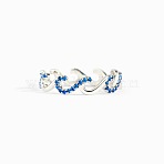 Wave Shaped 925 Sterling Silver Micro Pave Cubic Zirconia Finger Rings, Platinum, US Size 8(18.1mm)(FS-WGA19D0-03)