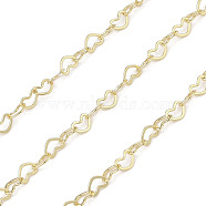 Rack Plating Heart Brass Link Chains, Unwelded, with Spool, Long-Lasting Plated, Cadmium Free & Lead Free, Real 18K Gold Plated, 3.5x5x0.5mm(CHC-A010-06G)