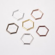 Alloy Linking Rings, Hexagon, Mixed Color, 12x14x1mm(PALLOY-E446-06C)