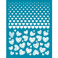 Silk Screen Printing Stencil, for Painting on Wood, DIY Decoration T-Shirt Fabric, Heart Pattern, 100x127mm(DIY-WH0341-042)