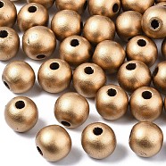 Dyed Natural Wood Beads, Round, Lead Free, Dark Goldenrod, 20x18mm, Hole: 4.5mm, about 400pcs/1000g(WOOD-T027-23B-01-LF)