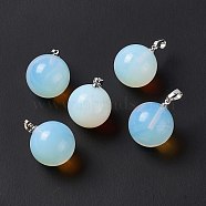 Opalite Pendants, with Platinum Tone Brass Findings, Round Charm, 22x18mm, Hole: 3x6mm(G-G926-02P-09)