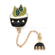 Plant Enamel Pins, Golden Alloy Brooches, for Backpack Clothes, Cactus, 90mm(JEWB-S019-08D)