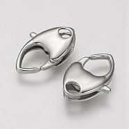 304 Stainless Steel Lobster Claw Clasps, Leaf, Stainless Steel Color, 19.5x13x4mm, Hole: 4mm(STAS-F109-16P)