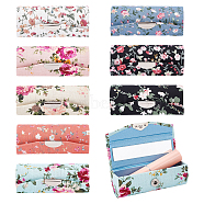 8Pcs 8 Colors Retro Cloth Embroidered Lipstick Storage Case, with Mirror inside, Travel Cosmetic Cases Box, Rectangle with Flower Pattern, Mixed Color, 3x8.7x3.2cm, 1pc/color(CON-CA0001-008)