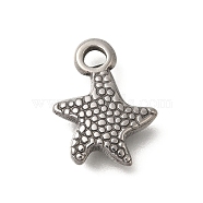 Anti-Tarnish 304 Stainless Steel Pendants, Starfish Charm, Stainless Steel Color, 15.5x12x3mm, Hole: 2.5mm(STAS-M075-27P)