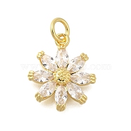 Rack Plating Brass Micro Pave Cubic Zirconia Pendants, Lead Free & Cadmium Free, Long-Lasting Plated, Snowflake, Real 18K Gold Plated, 16x13.5x3.5mm, Hole: 3.5mm(KK-I716-01G-01)