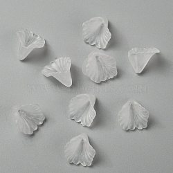 Transparent Acrylic Beads, Frosted, Flower, Clear, about 12mm wide, 12mm long, 1.8mm thick, hole: 1.5mm.(X-PL622-9)