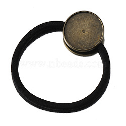 Iron Cabochon Settings, Hair Ties Findings, Flat Round, Antique Bronze, Inner Diameter: 45mm, Tray: 25mm, 10pcs/set(PW-WGA94BF-02)