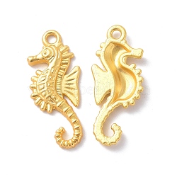 Rack Plating Alloy Pendants, Cadmium Free & Lead Free & Nickle Free, Sea Horse Charm, Matte Gold Color, 29x12x2.5mm, Hole: 2mm(FIND-I036-38MG)