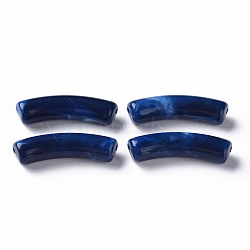 Two Tone Acrylic Beads, Imitation Gemstone, Curved Tube, Prussian Blue, 31x9.5x7.5mm, Hole: 1.8mm, about 345pcs/500g(MACR-S272-78J)