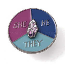 Rotating Diamond Point Enamel Pin, Gunmetal Plated Alloy Word She He They Badge for Backpack Clothes, Colorful, 33x5mm(JEWB-TAC0013-04B)