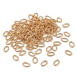 Brass Open Jump Rings, Long-Lasting Plated, Oval, Real 18K Gold Plated, 18 Gauge, 6x4x1mm, about 83pcs/5g(X-KK-F824-109B-G)