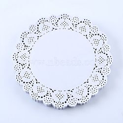 Greaseproof Paper Dessert Pad, Paper Lace Doilies, Round, White, 241.3x0.1mm, 200pcs/bag(BAKE-PW0005-27G)
