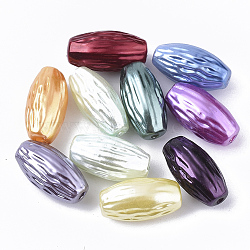 ABS Plastic Imitation Pearl Beads, Rice with Wrinkle, Mixed Color, 15x7.5mm, Hole: 1.2mm, about 1090psc/500g(KY-T013-021)
