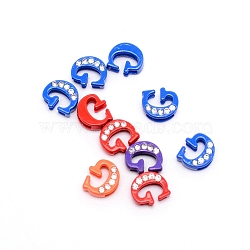 Rhinestone Slide Letter Charms, Alloy Intial Letter Beads, Spray Painted, Letter.G, G: 11x10x4.5mm, Hole: 1.5x8mm(RB-TAC0002-01G)