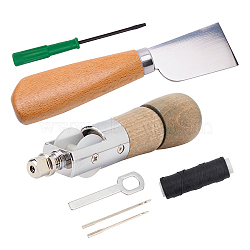 Nbeads Stainless Steel Sewing Awl Hand Stitcher Repair Tool Kit, with Stainless Leather Skiving Knife, Mixed Color, 1.8~13.3x0.25~2.5cm, 7pcs/set, 1set(TOOL-NB0001-65)