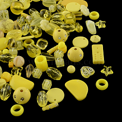 Acrylic Beads, Mixed Shapes, Yellow, 5.5~28x6~20x3~11mm, Hole: 1~5mm(SACR-S756-07)