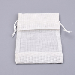 Cotton Packing Pouches, Drawstring Bags, with Organza Ribbons, Creamy White, 14~15x10~11cm(X-OP-R034-10x14-12)