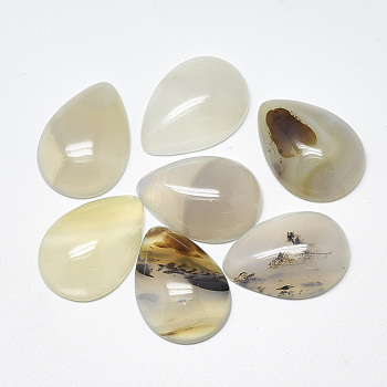 Natural Banded Agate/Striped Agate Cabochons, Dyed, Teardrop, WhiteSmoke, 25x18x6~7mm