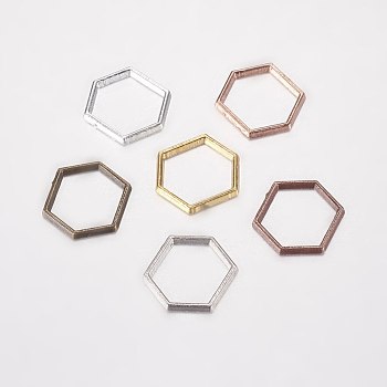Alloy Linking Rings, Hexagon, Mixed Color, 12x14x1mm