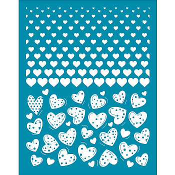 Silk Screen Printing Stencil, for Painting on Wood, DIY Decoration T-Shirt Fabric, Heart Pattern, 100x127mm