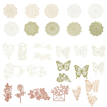 3 Sets 3 Styles Vintage Lace Cut Scrapbook Paper Pads, Hollow Paper Sheets for DIY Scrapbooking, Greeting Card Making, Mixed Shapes, 50~108x59~102x0.1mm, 1set/style