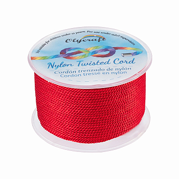 Nylon Threads, Milan Cords/Twisted Cords, Red, 1.5~2mm, about 50m/roll