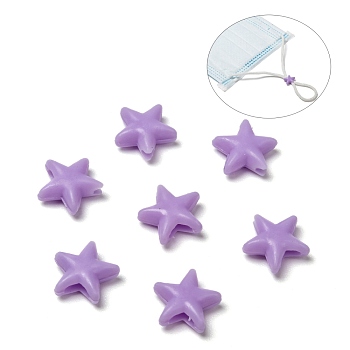 Star PVC Plastic Cord Lock for Mouth Cover, Anti Slip Cord Buckles, Rope Adjuster, Lilac, 10.5x10.5x4mm, Hole: 2.5x4mm