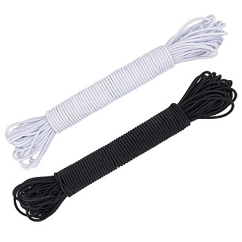 2 Bundles 2 Colors 20M Round Polyester Latex Yarn, Elastic Cord, Webbing Garment Sewing Accessories, Mixed Color, 3mm, about 21.87 Yards(20m)/Bundle