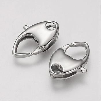 304 Stainless Steel Lobster Claw Clasps, Leaf, Stainless Steel Color, 19.5x13x4mm, Hole: 4mm