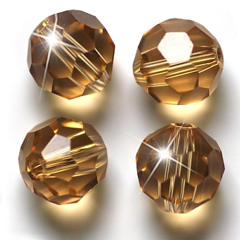 Imitation Austrian Crystal Beads, Grade AAA, Faceted(32 Facets), Round, Dark Goldenrod, 6mm, Hole: 0.7~0.9mm