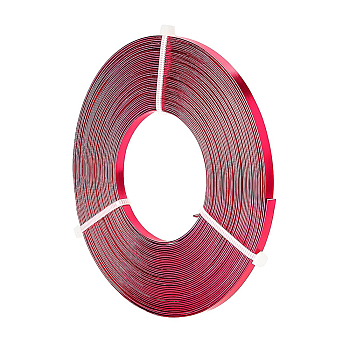 Aluminum Wire, Flat Craft Wire, Bezel Strip Wire for Cabochons Jewelry Making, Medium Violet Red, 5x1mm, about 10m/roll