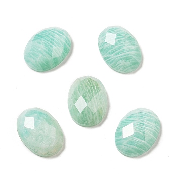 Natural Amazonite Cabochons, Faceted, Oval, 18x13x6mm