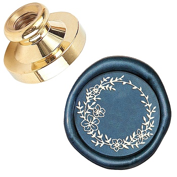 Wax Seal Brass Stamp Head, for Wax Seal Stamp, Flower Pattern, 25x14.5mm