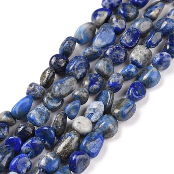 Natural Lapis Lazuli Beads Strands, Tumbled Stone, Nuggets, 8~10x6~7x4~5mm, Hole: 0.6mm, about 51pcs/strand, 15.16''(38.5cm)