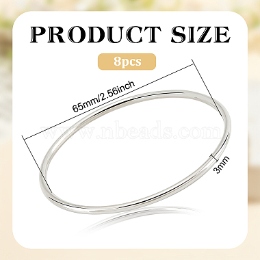 benecreat 8pcs 304 bracelet fin en acier inoxydable pour femme(BJEW-BC0001-16P)-2