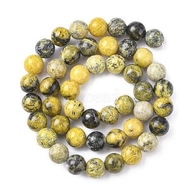 Brins de perles turquoise jaune naturel (jaspe)(GSR007)-3