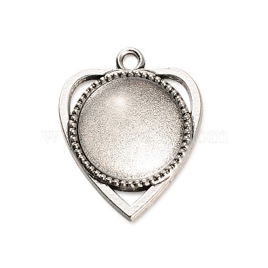 18x4mm Transparent Clear Glass Cabochons and Antique Silver Alloy Heart Pendant Cabochon Settings(DIY-X0183-AS)-2