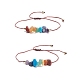 2Pcs 2 Style Natural Mixed Stone Chips Beaded Bracelets Set with Brass Beads(BJEW-JB07985)-1