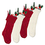 4Pcs 2 Colors Knitted Acrylic Fiber Hanging Stocking Bags, for Christmas Decorations, Mixed Color, 440x140x30mm, 2pcs/color(AJEW-SP0004-02)