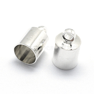 Brass Cord Ends, End Caps, Silver Color Plated, 11x7mm, Hole: 1mm, Inner Diameter: 6mm(X-KK-D219-11x7-S)