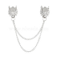 Alloy Hanging Chain Brooch for Men, Dragon, Platinum, 87mm(PW-WG44810-01)