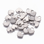 201 Stainless Steel Charms, Stamping Blank Tag, Heart Lock, Stainless Steel Color, 11x10x1mm, Hole: 4x3mm(STAS-L234-061P)