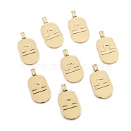 Brass Pendants, Long-Lasting Plated, Oval with Constellation, Real 18K Gold Plated, Libra, 24x12.5x2mm, Hole: 3.5x1.5mm(KK-O140-20G-09)