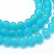 Baking Painted Imitation Jade Glass Round Bead Strands, Medium Turquoise, 10~10.5mm, Hole: 1.5mm, about 85pcs/strand, 31.4 inch(DGLA-Q021-10mm-06)