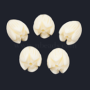Dyed Synthetic Coral Beads, Jasmine Flower, Creamy White, 10.5~11x8~9mm, Hole: 1mm(CORA-N002-A-04L)