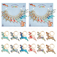 Alloy Enamel Pendant Locking Stitch Markers, 304 Stainless Steel Leverback Earring & Steel Wine Glass Charm Rings Stitch Marker, Deer, Mixed Color, 2.5cm, 6 colors, 2pcs/color, 12pcs/set(HJEW-AB00167)